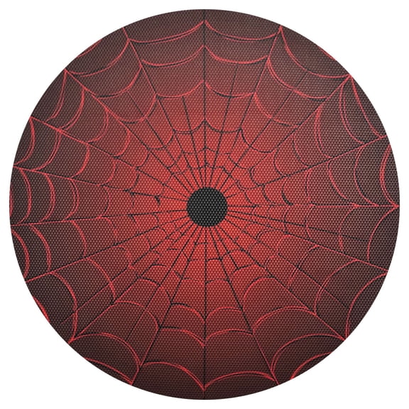 Qxltty 15inch Round Placemats Set of 1 Polyester Fabric Heat Resistant Washable Table Mat for Kitchen Party Decor Red Cobweb
