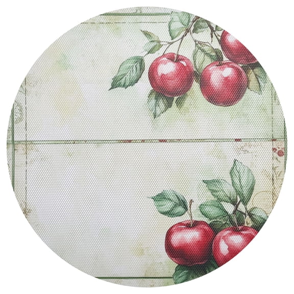 Qxltty 15inch Round Placemats Set of 1 Polyester Fabric Heat Resistant Washable Table Mat for Kitchen Party Decor Red Fruit