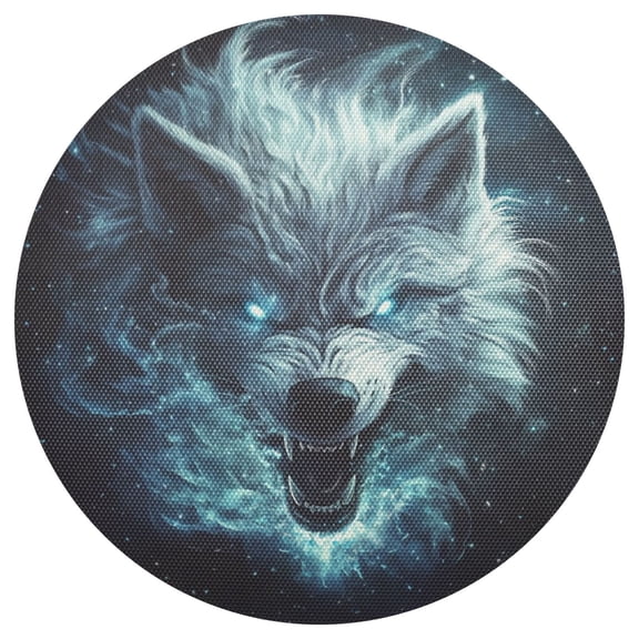 Qxltty 15inch Round Placemats Set of 1 Polyester Fabric Heat Resistant Washable Table Mat for Kitchen Party Decor Show Ferocity Wolf