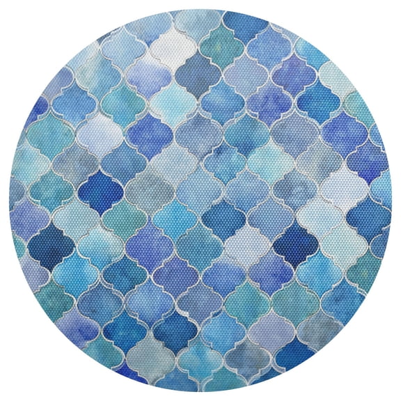 Qxltty 15inch Round Placemats Set of 1 Polyester Fabric Heat Resistant Washable Table Mat for Kitchen Party Decor Turquoise Pattern