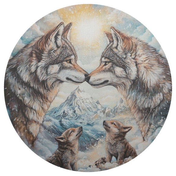 Qxltty 15inch Round Placemats Set of 1 Polyester Fabric Heat Resistant Washable Table Mat for Kitchen Party Decor Two Wolf Kings