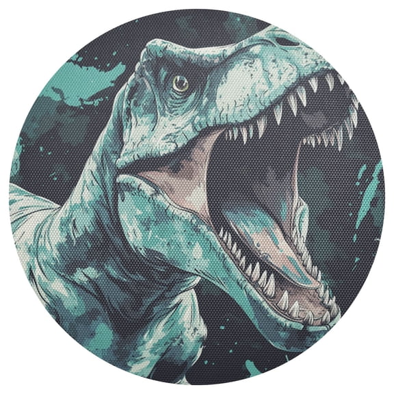 Qxltty 15inch Round Placemats Set of 1 Polyester Fabric Heat Resistant Washable Table Mat for Kitchen Party Decor Tyrannosaurus Rex