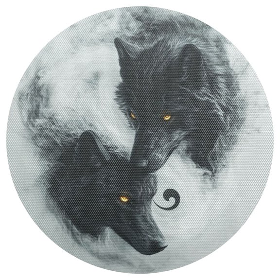 Qxltty 15inch Round Placemats Set of 1 Polyester Fabric Heat Resistant Washable Table Mat for Kitchen Party Decor Watercolor Style Black Wolf