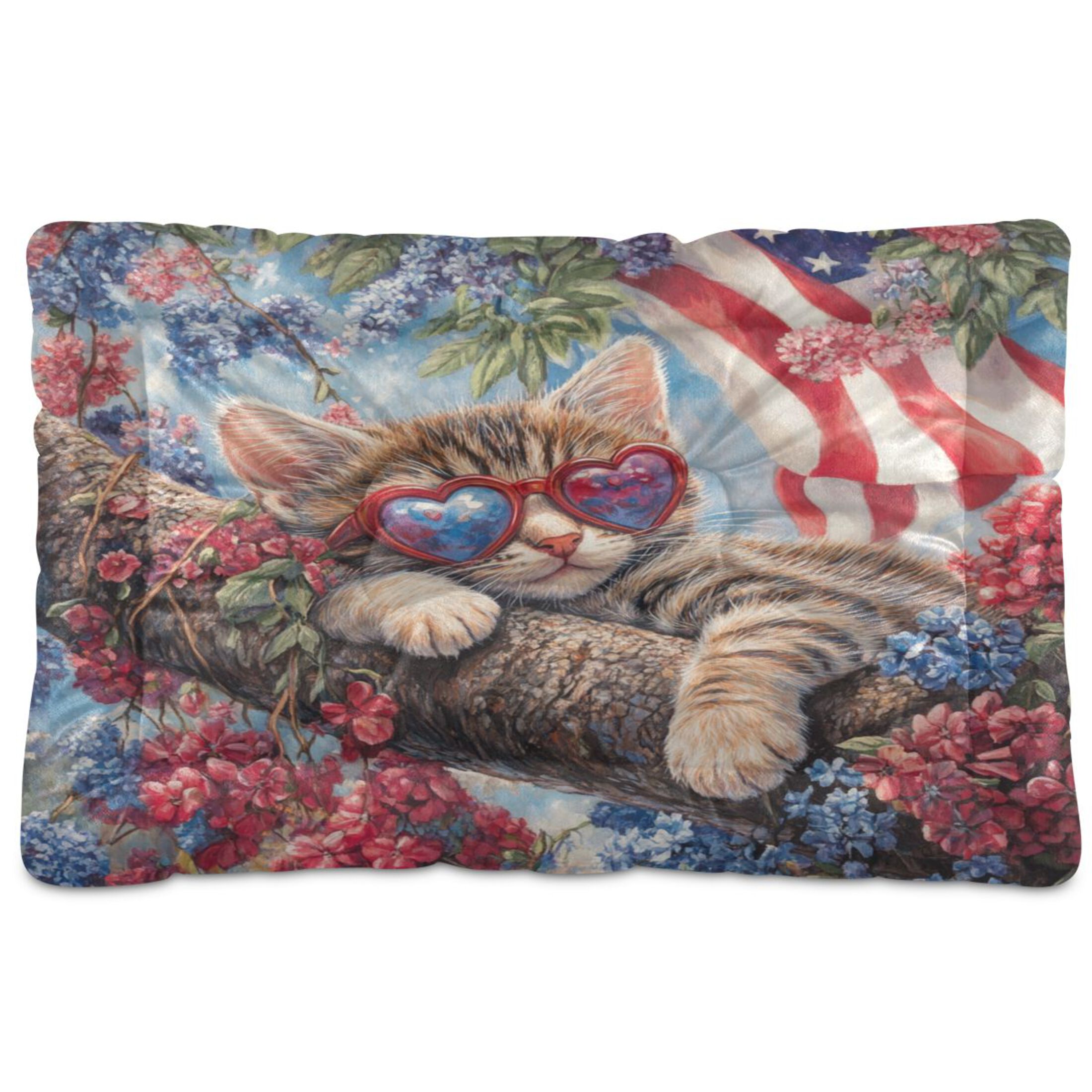 Qxltty 4th Of July Cat Ped Pad Wear-resistant and Hard to Bite Through Sleeping Pad for Small Medium Large Dogs Winter Pet Bed 36×24in