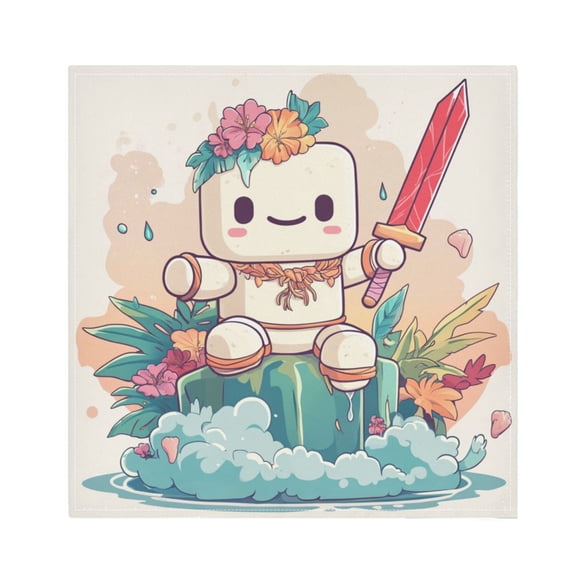 Qxltty A Cute Marshmallow Man Napkins 20×20in Perfect for Parties Dinners Weddings Cocktail Housewarming Cloth Napkins Set of 6