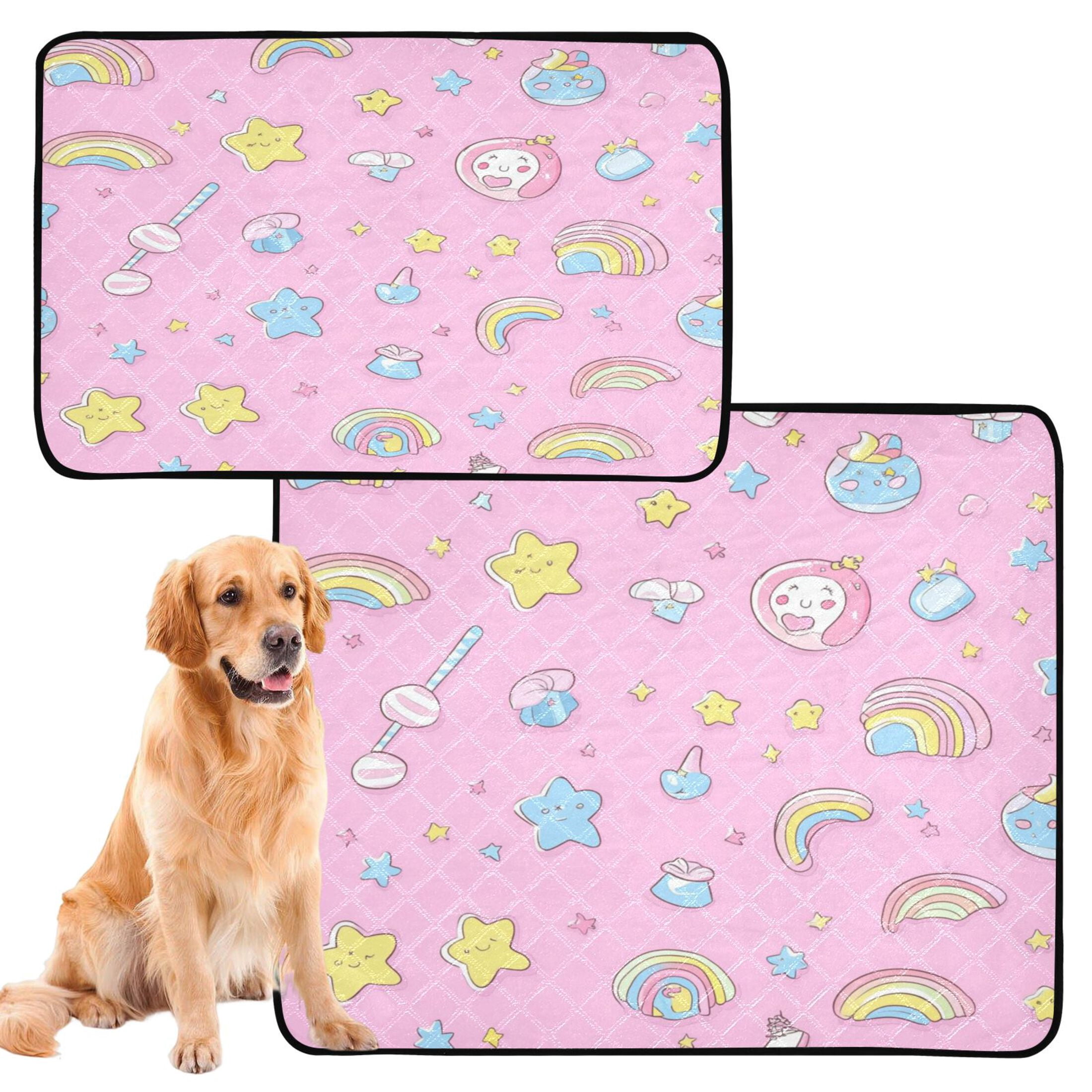 Qxltty A Pattern Of Kawaii Candy and Stars Cat litter Pads Pet Set of 2 Diaper Mats Center Anti-leakage Layer Absorbent Soft and Comfortable