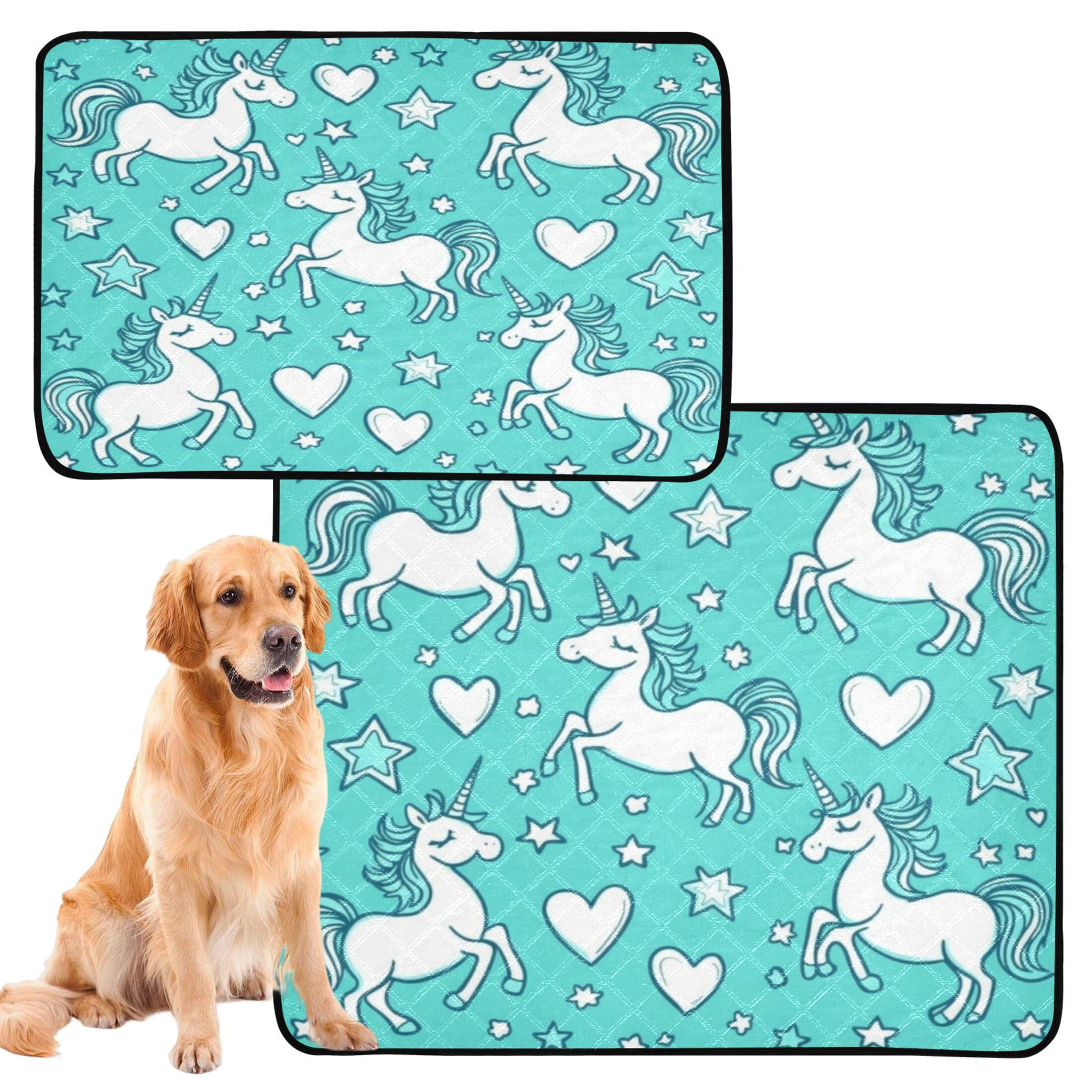 Qxltty A Pattern with Cute Cartoon Unicorns Cat litter Pads Pet Set of 2 Diaper Mats Center Anti-leakage Layer Absorbent Soft and Comfortable