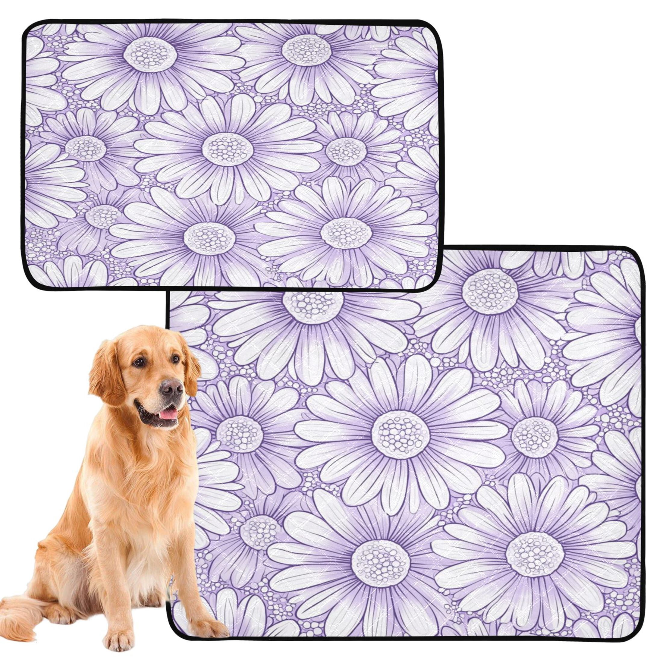 Qxltty A Pattern with Pale Purple Daisies Cat litter Pads Pet Set of 2 Diaper Mats Center Anti-leakage Layer Absorbent Soft and Comfortable