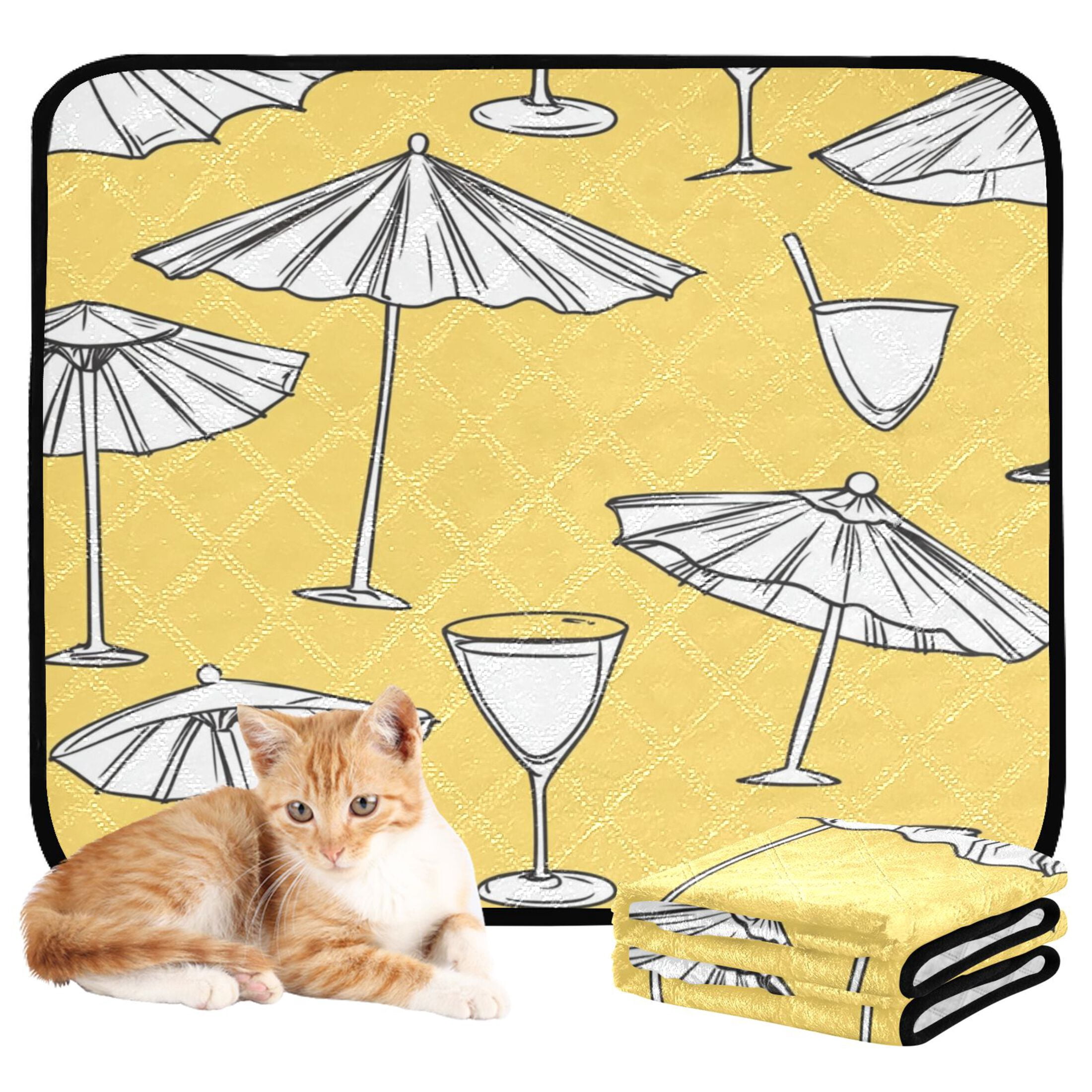 Qxltty A Seamless Pattern with Sun Umbrellas Cat litter Pads Pet Set of 3 Diaper Mats Center Anti-leakage Layer Absorbent Soft and Comfortable