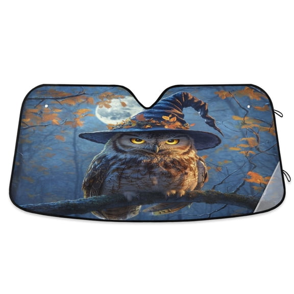 Qxltty A Wise Old Owl Car Windshield Sunshades Foldable UV Rays Sun Visor Protector Keep Your Vehicle Cool 53×23.5in