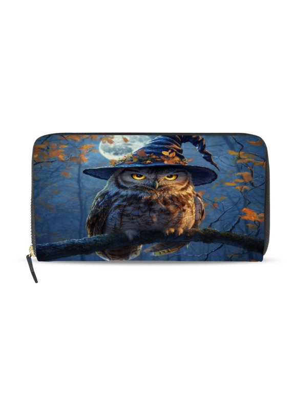 A Wise Old Owl Women's Leather Wallet Fashion Retro Multi Card Holder with Cell Phone Pocket Mothers Day Gifts