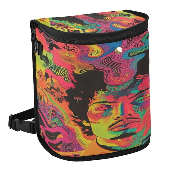 Qxltty Abstract Characterization Pattern Car Trash Can with Lid Vehicle Backseat Hanging Leak Proof Storage Bin