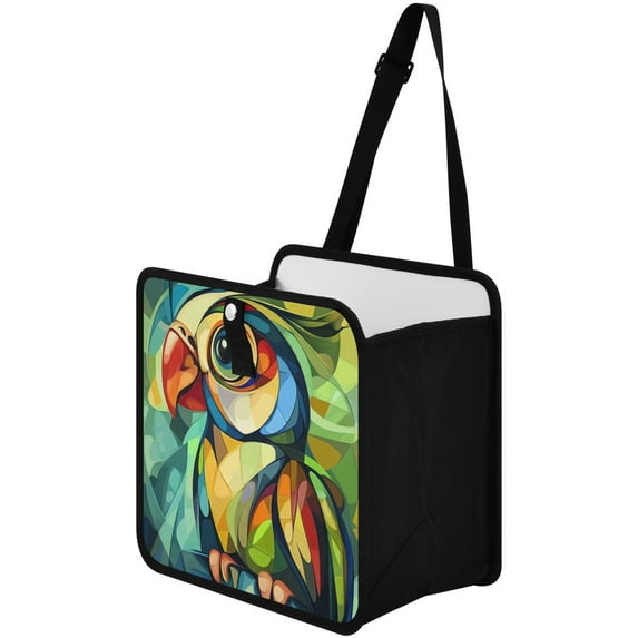 Qxltty Abstract Mini Parrot Car Dumpster Collapsible Rear Seat Suspension Trash for Front Seat Center Console in Vehicle