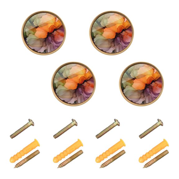 Qxltty Abstract Petal Pattern Cabinet Knobs Kitchen Drawer Knobs Round Door Pulls Dressing Table Wardrobe Closet Knob Handles Decorative Set of 4