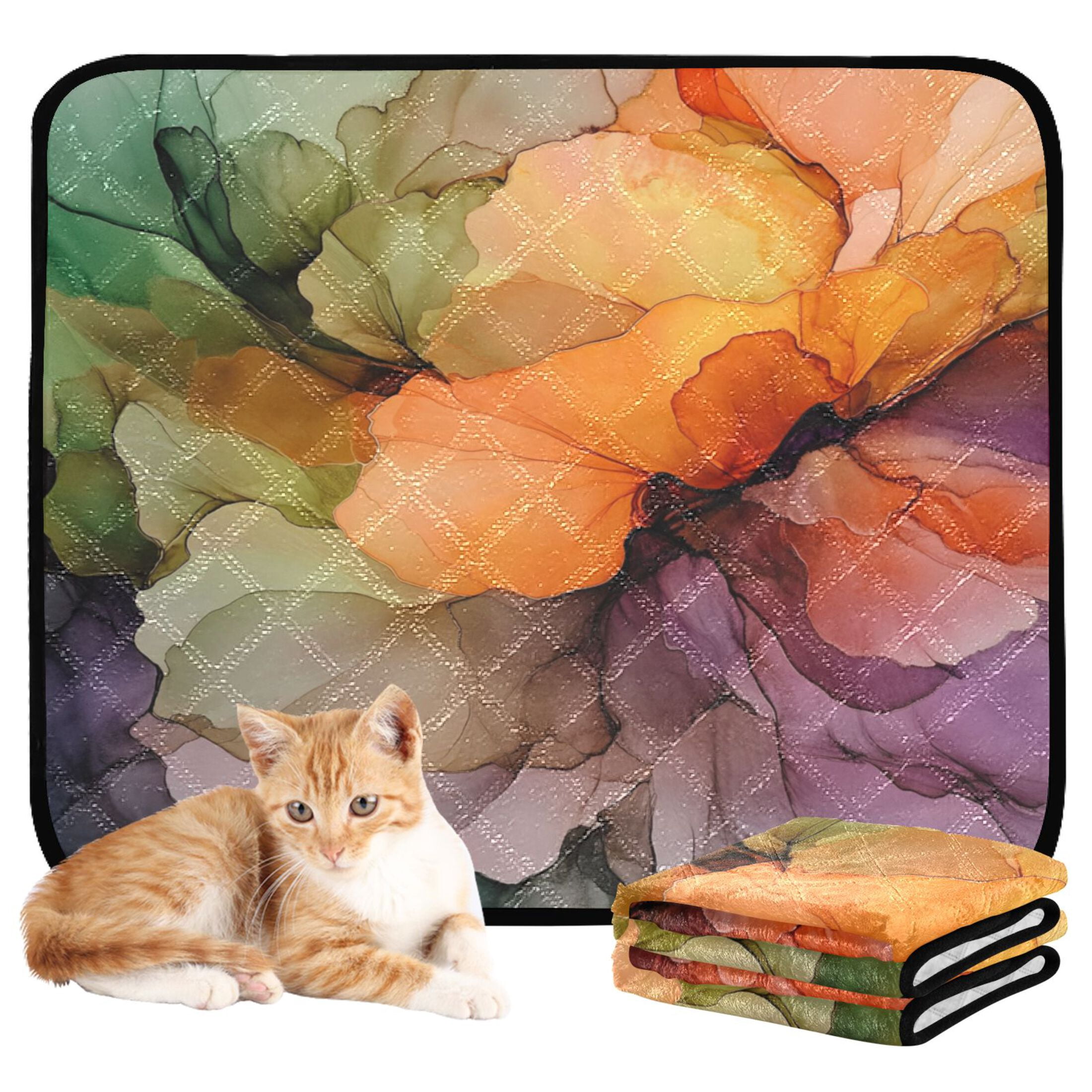 Qxltty Abstract Petal Pattern Cat litter Pads Pet Set of 3 Diaper Mats Center Anti-leakage Layer Absorbent Soft and Comfortable