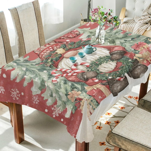 Qxltty Adorable Christmas Gnome Square Tablecloth 54×54in Thick Wrinkle Resistant Heat Proof Durable Table Cover for Dining Table