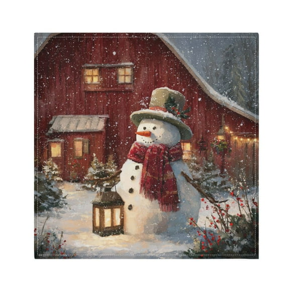 Qxltty Adorable Snowman Napkins 20×20in Perfect for Parties Dinners Weddings Cocktail Housewarming Cloth Napkins Set of 6