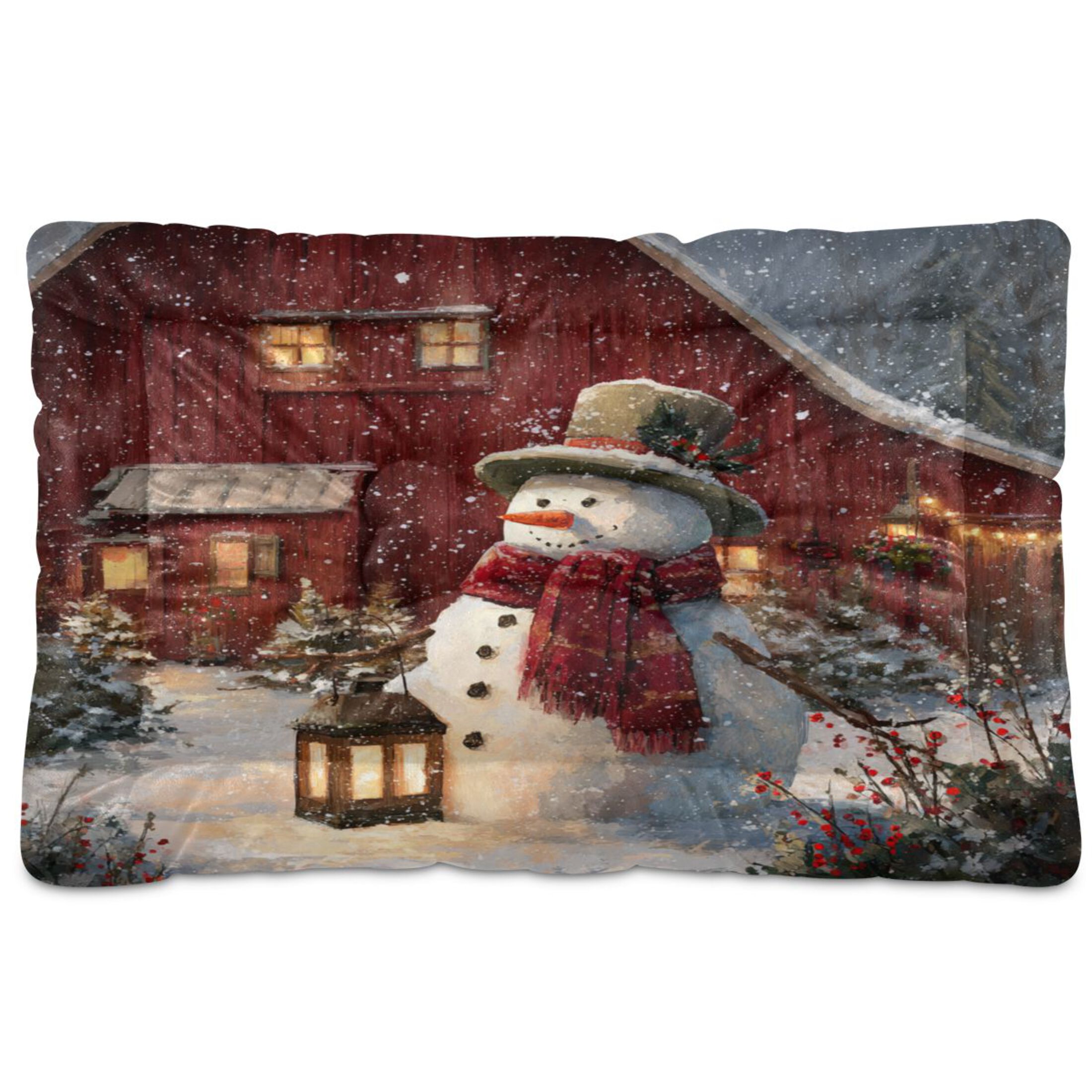 Qxltty Adorable Snowman Ped Pad Wear-resistant and Hard to Bite Through Sleeping Pad for Small Medium Large Dogs Winter Pet Bed 36×24in