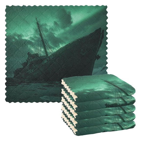 Qxltty Aground Boat Kitchen Towels Set of 6 Ultra Soft Absorbent Quick Drying Dish Cloths 11 x 11in