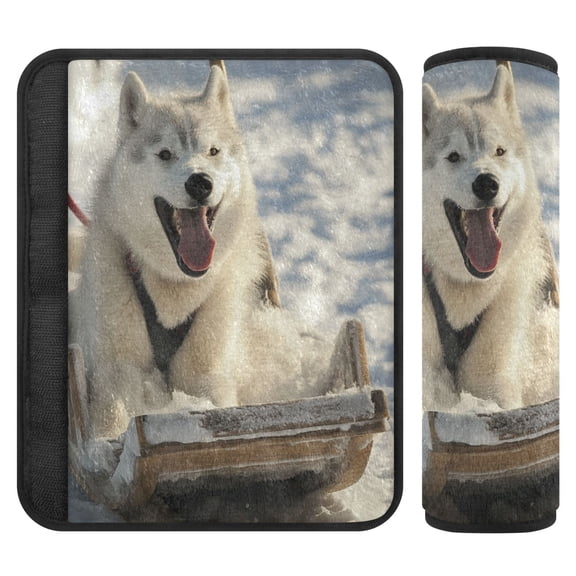 Qxltty Alaskan Dog on Sledge Car Seat Strap Pads are Soft and Snug Fitting for All Cars Backpacks Pushchair