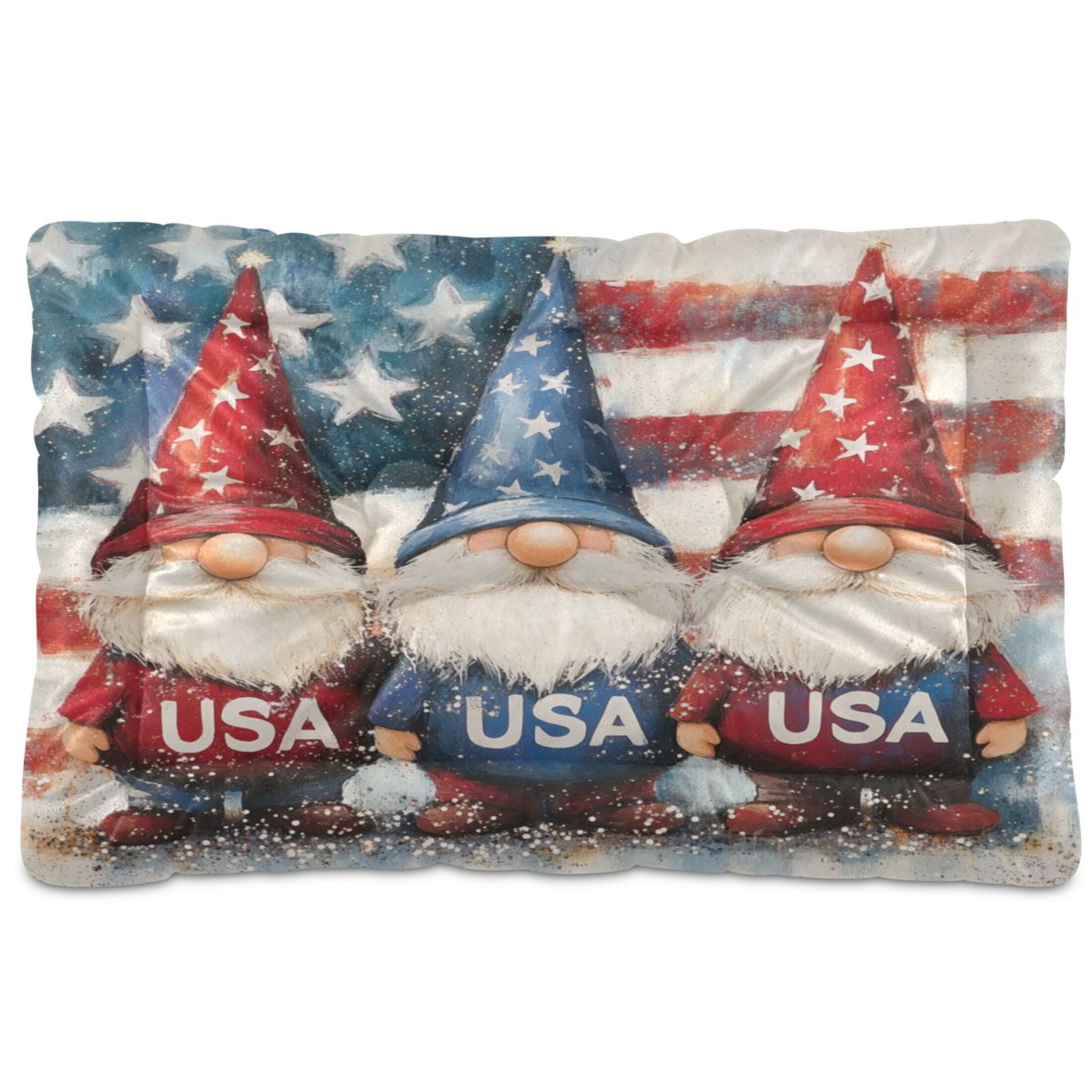 Qxltty American Flag Gnome Ped Pad Wear-resistant and Hard to Bite Through Sleeping Pad for Small Medium Large Dogs Winter Pet Bed 36×24in