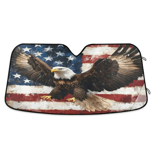 Qxltty American Patriotic Faith Car Windshield Sunshades Foldable UV Rays Sun Visor Protector Keep Your Vehicle Cool 53×23.5in