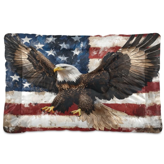 Qxltty American Patriotic Faith Ped Pad Wear-resistant and Hard to Bite Through Sleeping Pad for Small Medium Large Dogs Winter Pet Bed 24×18in