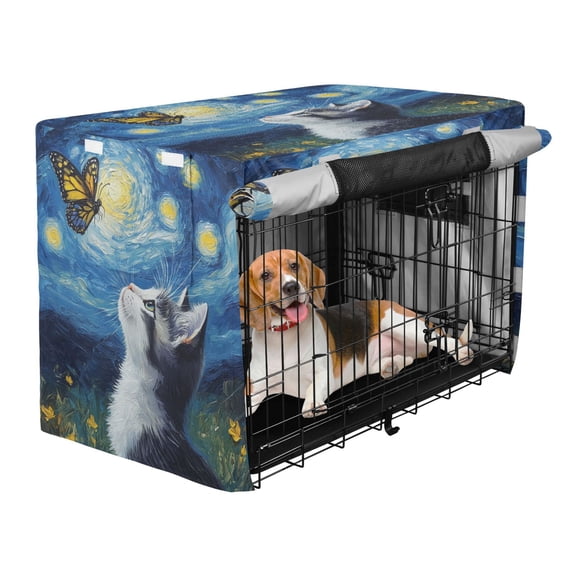 Qxltty American Shorthair Cat Crate Cover Durable Oxford Cloth Pet Kennel Sunshade Universal Fit for 40in Wire Cage