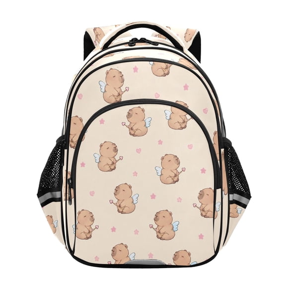 Qxltty Angel Capybara Backpack Lightweight Multi Pocket Daypack Reflective Bookbag with Adjustable Straps