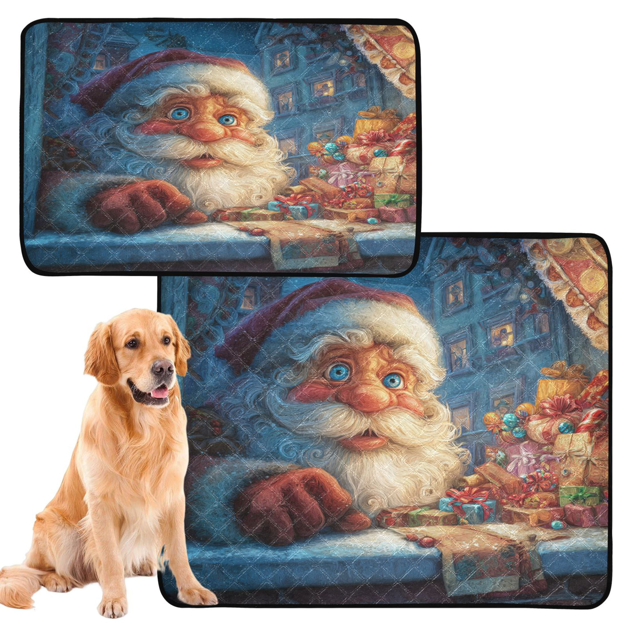 Qxltty Anime Santa Claus Cat litter Pads Pet Set of 2 Diaper Mats Center Anti-leakage Layer Absorbent Soft and Comfortable