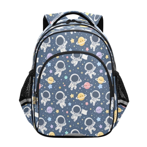 Qxltty Astronaut Space Print Backpack Lightweight Multi Pocket Daypack Reflective Bookbag with Adjustable Straps