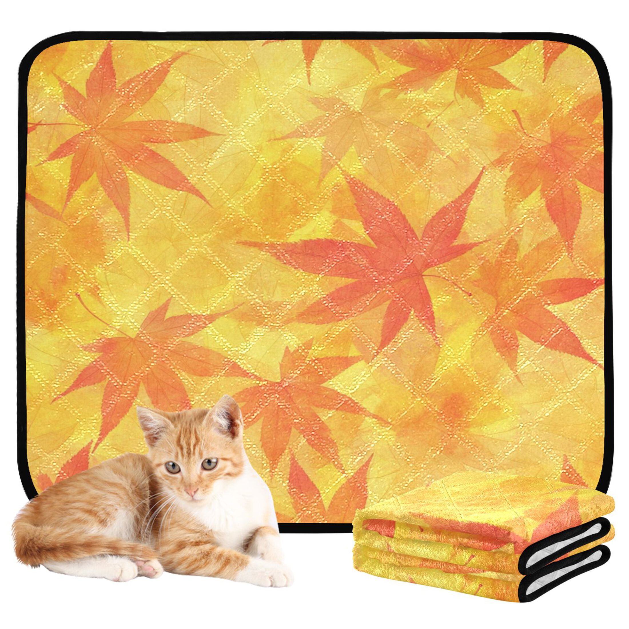 Qxltty Autumn Leaves Cat litter Pads Pet Set of 3 Diaper Mats Center Anti-leakage Layer Absorbent Soft and Comfortable