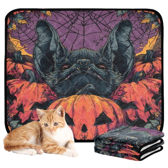 Qxltty Bat Pumpkin Cat litter Pads Pet Set of 3 Diaper Mats Center Anti-leakage Layer Absorbent Soft and Comfortable