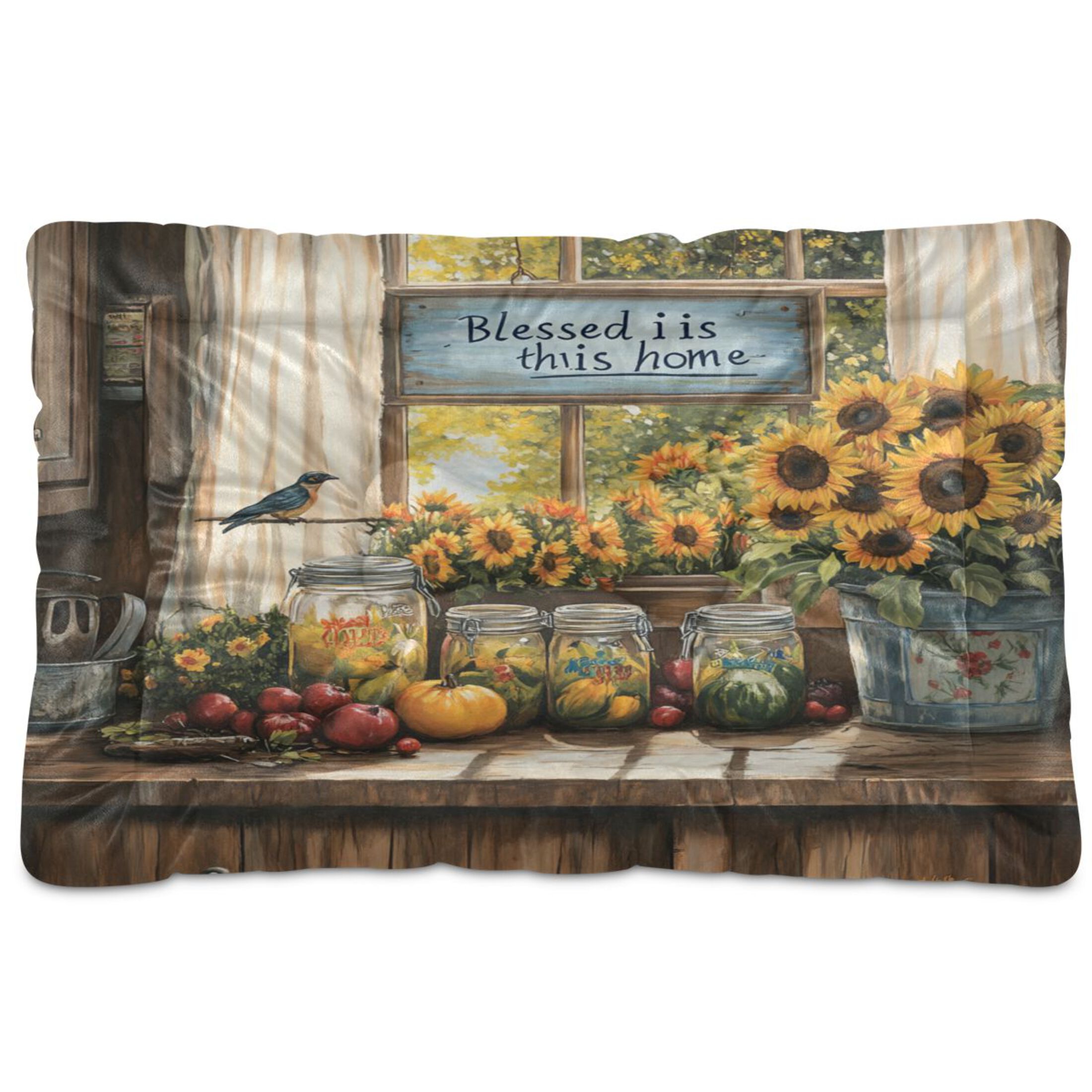 Qxltty Beautiful Country Kitchen Ped Pad Wear-resistant and Hard to Bite Through Sleeping Pad for Small Medium Large Dogs Winter Pet Bed 36×24in