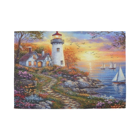 Qxltty Beautiful Lighthouse Placemats Set of 1 Heat Resistant Non-Slip Place mat for Dining Table Washable Durable Polyester Woven Table Decorations