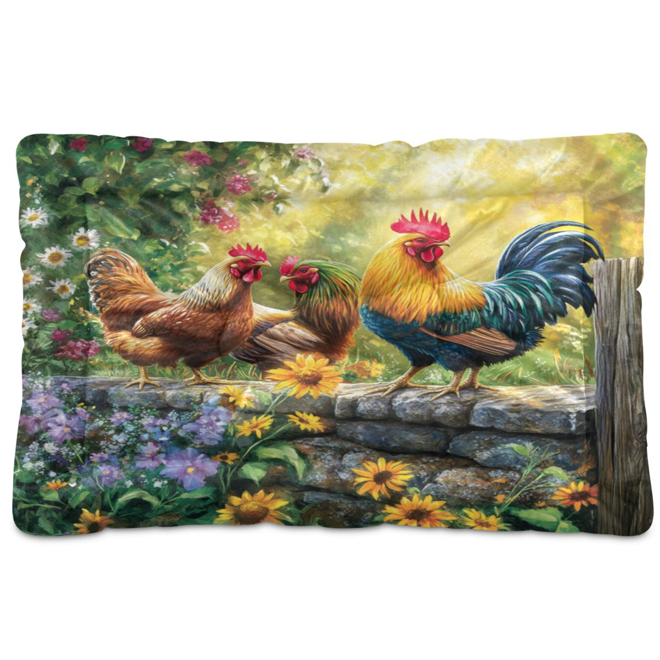 Qxltty Beautiful Rooster Ped Pad Wear-resistant and Hard to Bite Through Sleeping Pad for Small Medium Large Dogs Winter Pet Bed 36×24in