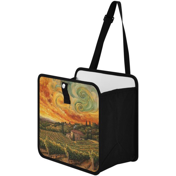 Qxltty Beautiful Vineyard Car Dumpster Collapsible Rear Seat Suspension Trash for Front Seat Center Console in Vehicle