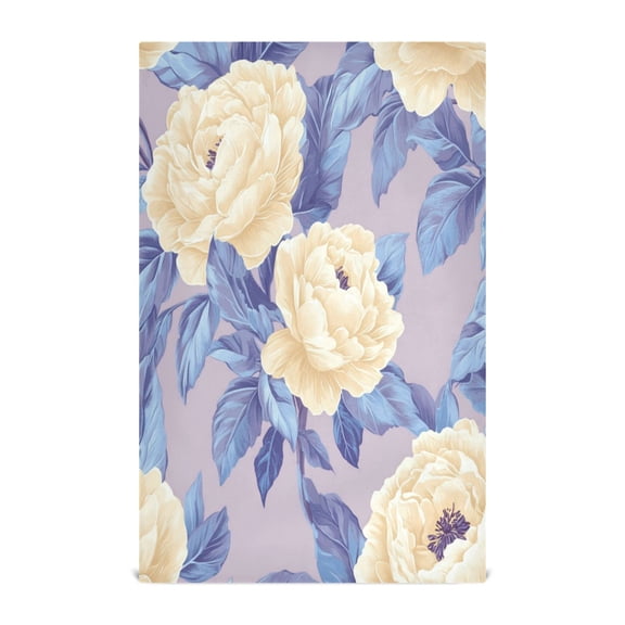 Qxltty Beige Peony Kitchen Towels 28 x 18 Inch Soft Cotton Linen Feel Dish Towels with Hanging Loop for Drying, Cleaning & Decor