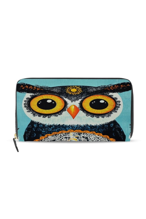 Big Head Owl Women's Leather Wallet Fashion Retro Multi Card Holder with Cell Phone Pocket Mothers Day Gifts