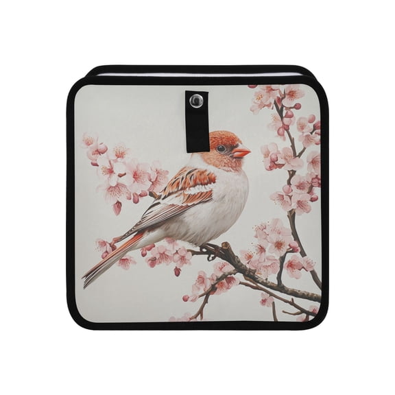 Qxltty Birds Perched on Branches Car Dumpster Collapsible Rear Seat Suspension Trash for Front Seat Center Console in Vehicle