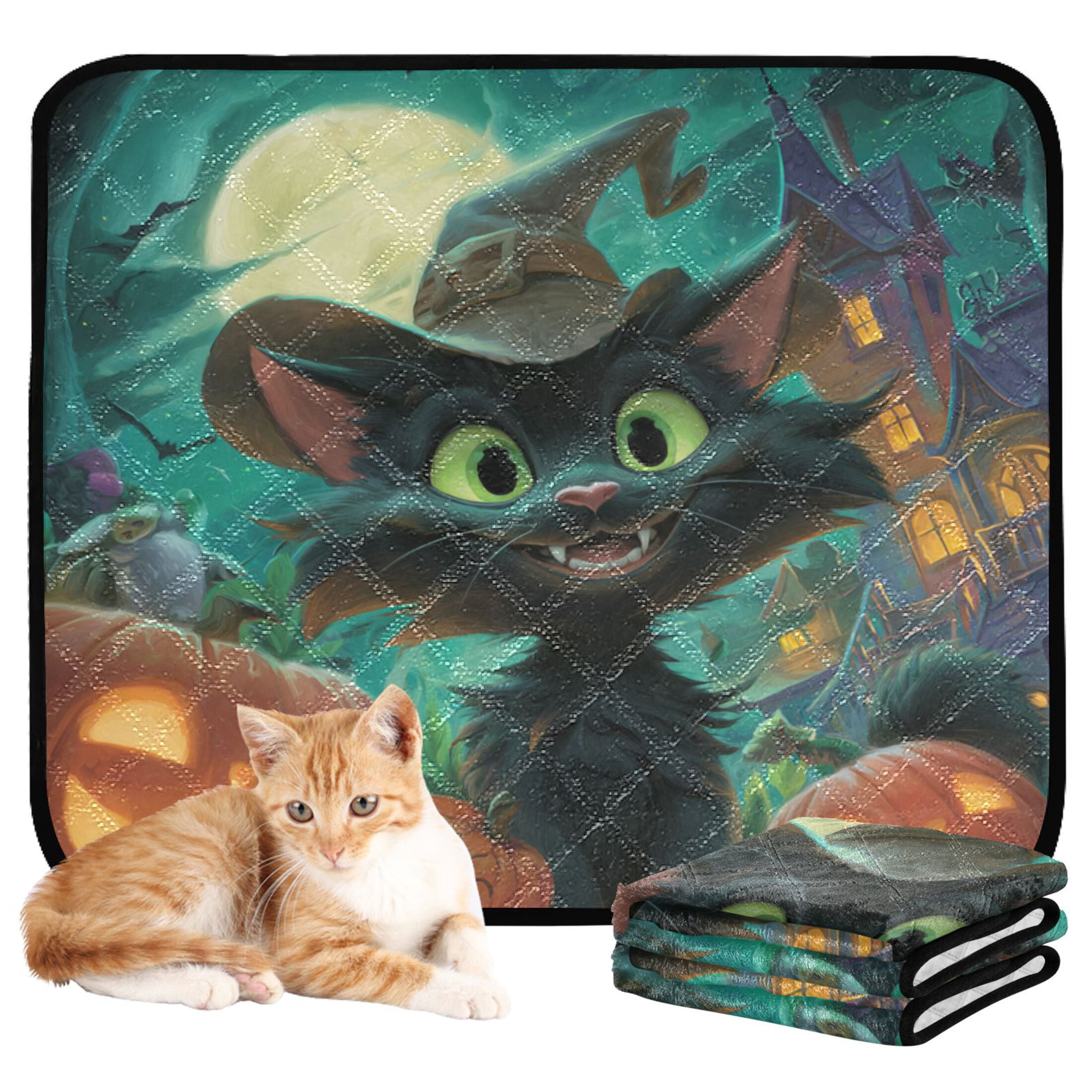 Qxltty Black Cat Cat litter Pads Pet Set of 3 Diaper Mats Center Anti-leakage Layer Absorbent Soft and Comfortable