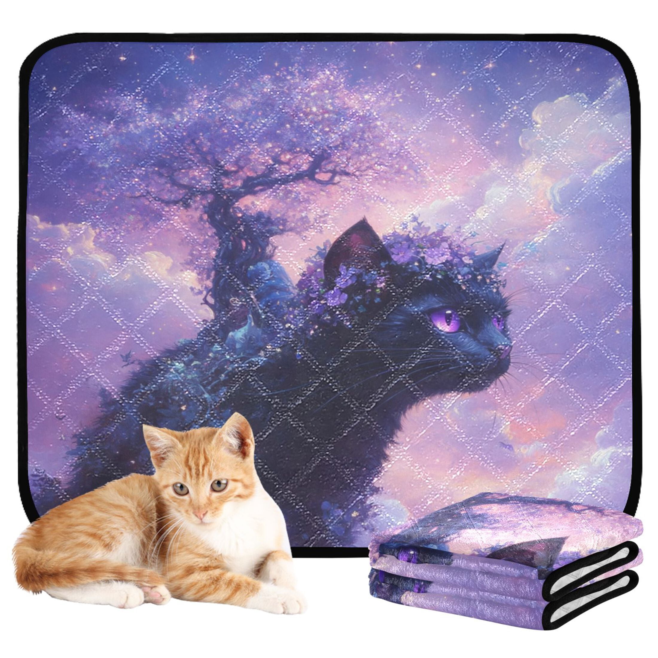 Qxltty Black Cat Goblin Cat litter Pads Pet Set of 3 Diaper Mats Center Anti-leakage Layer Absorbent Soft and Comfortable
