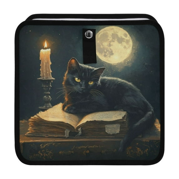 Qxltty Black Cat Golden Pupil Car Dumpster Collapsible Rear Seat Suspension Trash for Front Seat Center Console in Vehicle