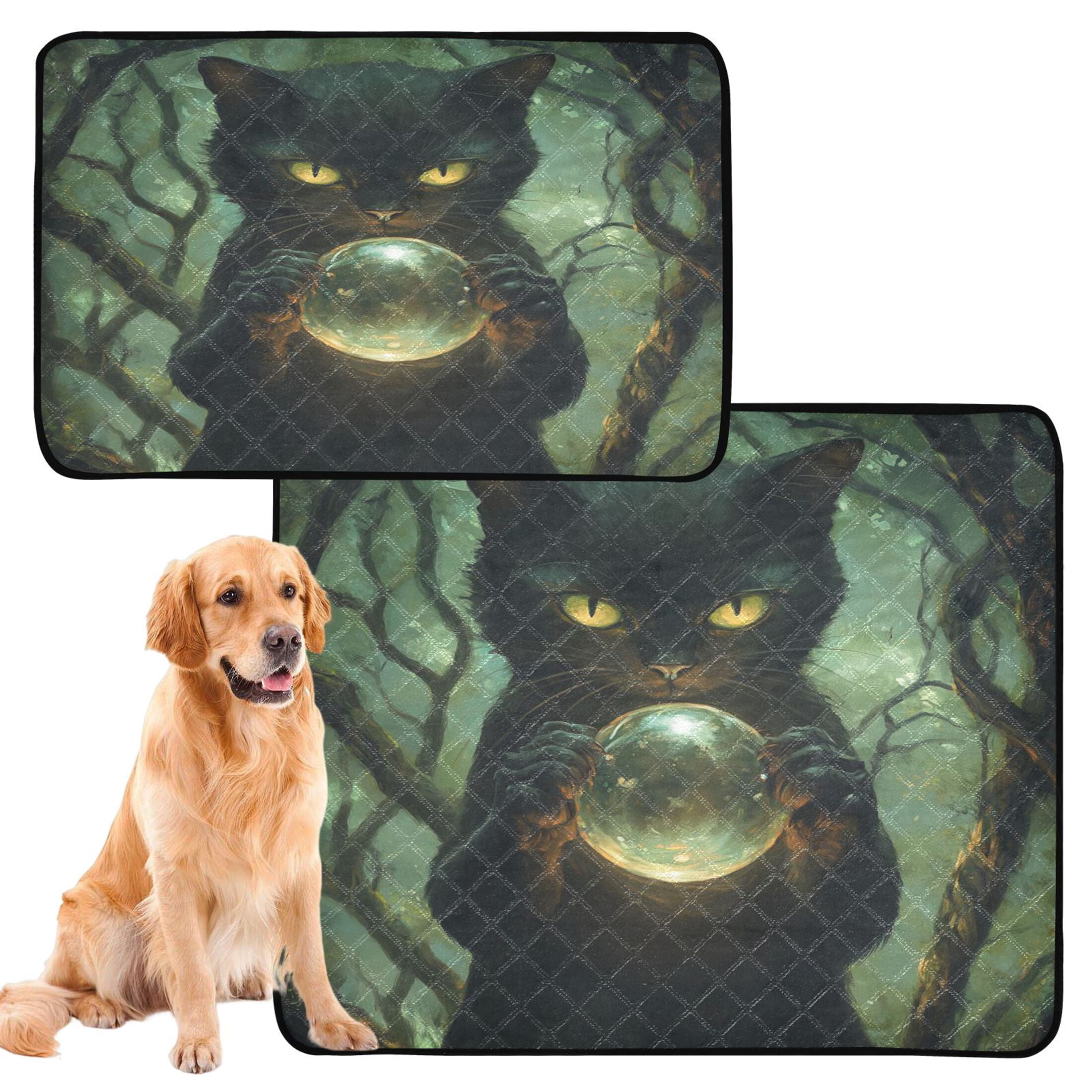 Qxltty Black Cat Magic Ball Cat litter Pads Pet Set of 2 Diaper Mats Center Anti-leakage Layer Absorbent Soft and Comfortable