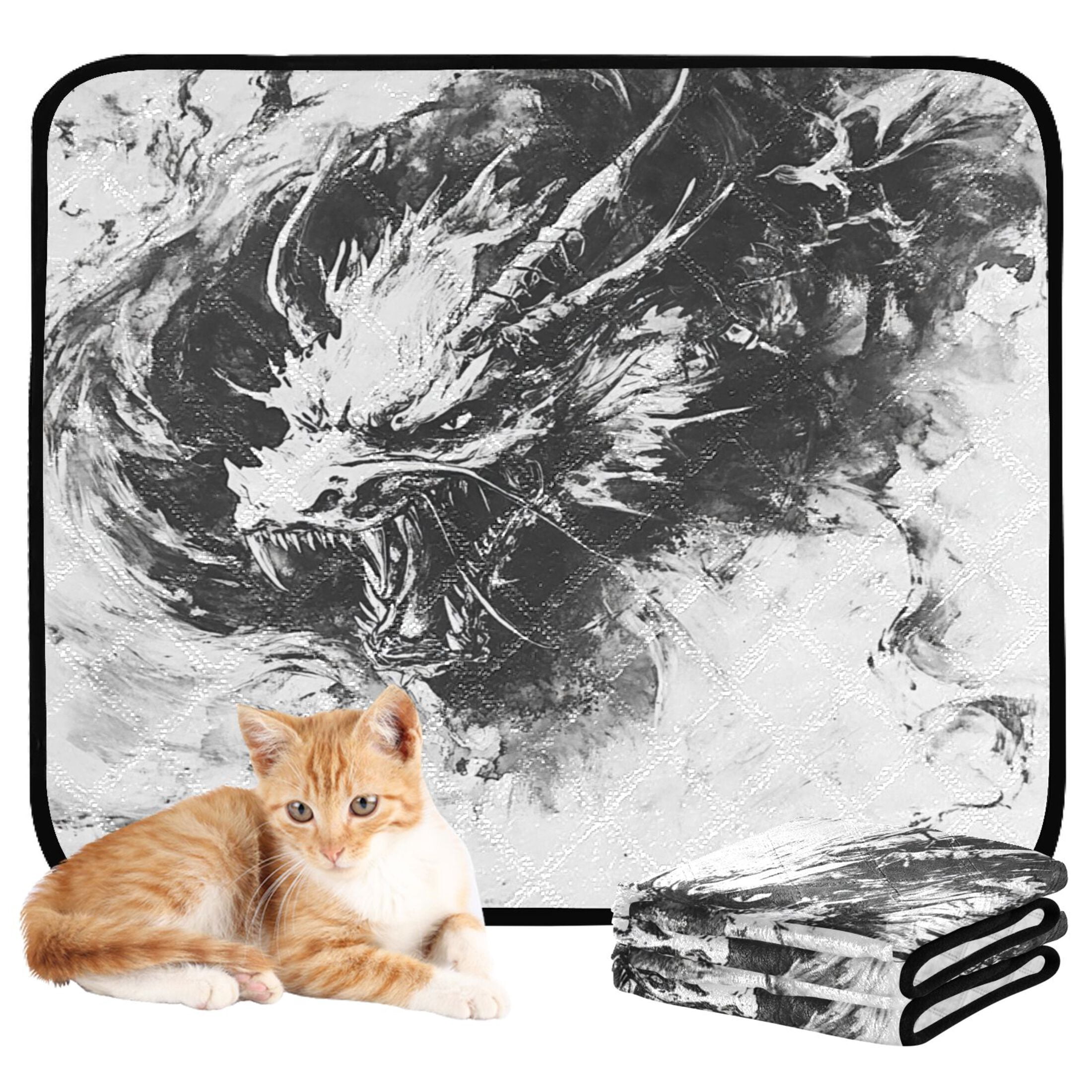 Qxltty Black Dragons Cat litter Pads Pet Set of 3 Diaper Mats Center Anti-leakage Layer Absorbent Soft and Comfortable