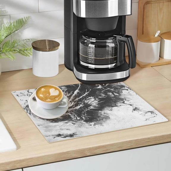 Qxltty Black Dragons Leather Drying Mat for Kitchen Countertops Coffee Mats Hide Stain Quickly Absorbs Water Tableware Decor