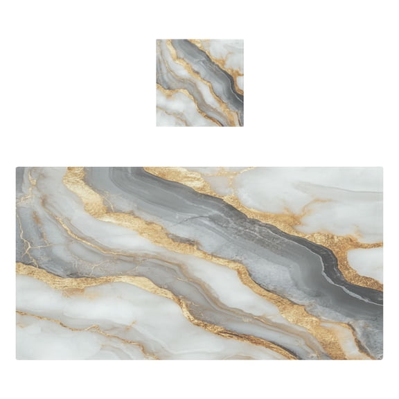 Qxltty Black Gold Marble Pattern Bath and Hand Towel Set 100% Cotton Towels for Bathroom Soft Durable and Absorbent