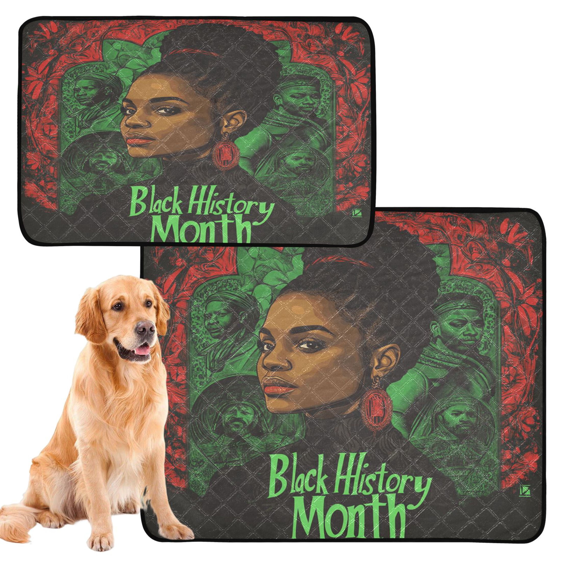Qxltty Black History Month Pattern Cat litter Pads Pet Set of 2 Diaper Mats Center Anti-leakage Layer Absorbent Soft and Comfortable