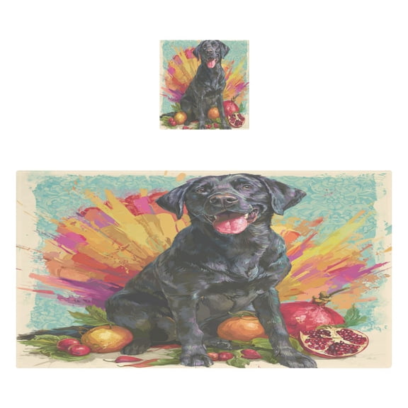 Qxltty Black Labrador Bath and Hand Towel Set 100% Cotton Towels for Bathroom Soft Durable and Absorbent