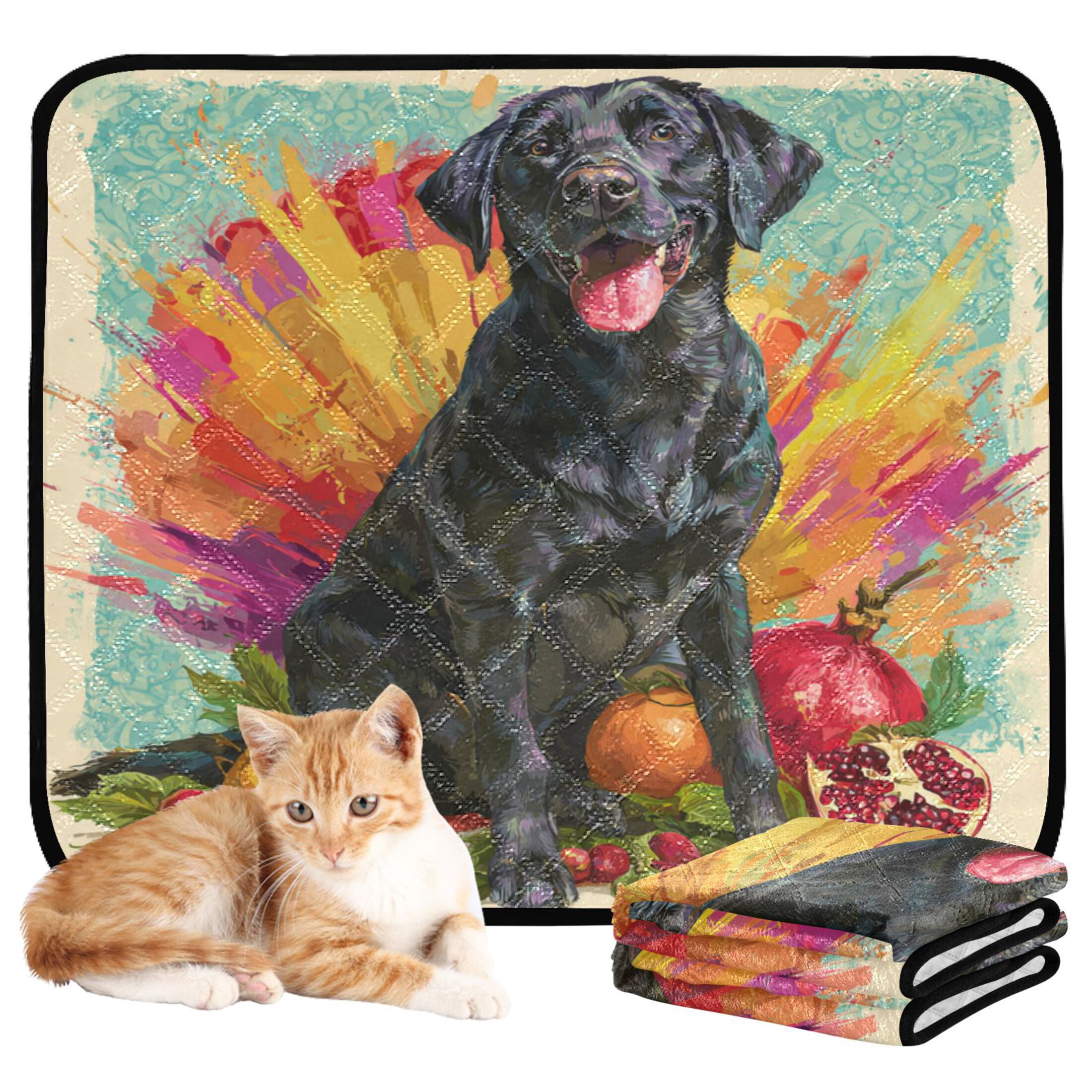 Qxltty Black Labrador Cat litter Pads Pet Set of 3 Diaper Mats Center Anti-leakage Layer Absorbent Soft and Comfortable